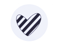 Ronde stickers gestreept hartje 10 stuks