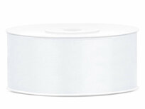 Dubbelzijdig satijn lint 25 mm Wit