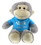 Knuffel met naam en geboortedatum aap