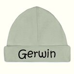 Babymutsje met naam staalgrijs