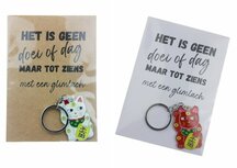 Gelukszakje kaart het is geen doei of dag met lucky cat sleutelhanger
