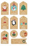 Kerst label kraft mix vorm en designs 10 stuks