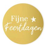 Ronde stickers 4 cm fijne feestdagen met goud metallic 10 stuks