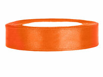 Satijn lint 1 cm breed oranje 100 meter rol