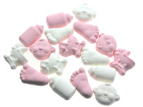 Geboortesnoepjes foam wit roze