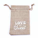Jute zakjes love is sweet 9.5 x 13.5 cm