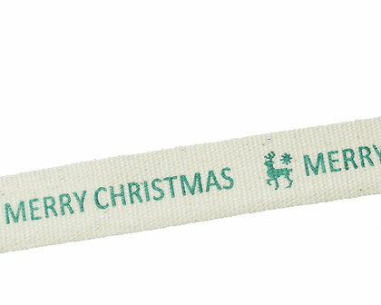 Kerstlint merry christmas en rendier 15 mm breed