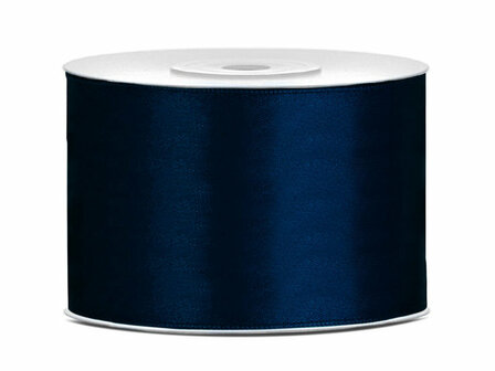 Donker blauw satijn lint 50 mm breed