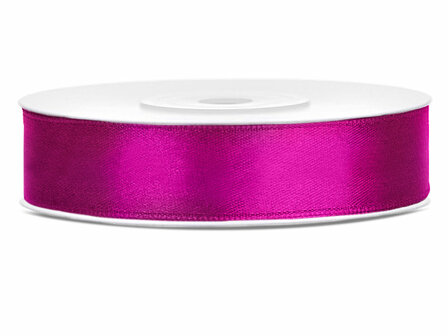 Donker fuchsia satijn lint 12 mm breed