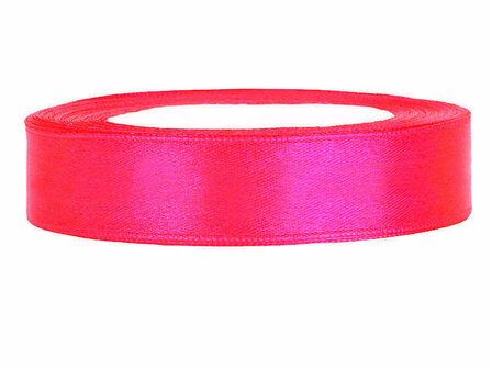 Neon fuchsia satijn lint 2 cm breed