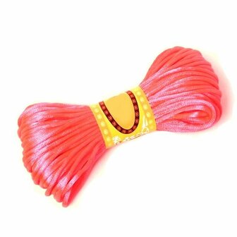 Satijn koord 2 mm neon roze 20 meter