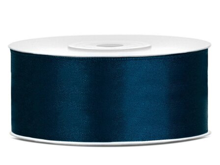 Donker blauw satijn lint 25 mm breed