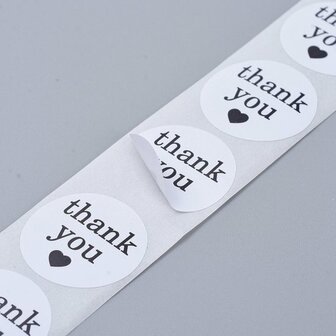 Sticker thank you met hartje 10 stuks