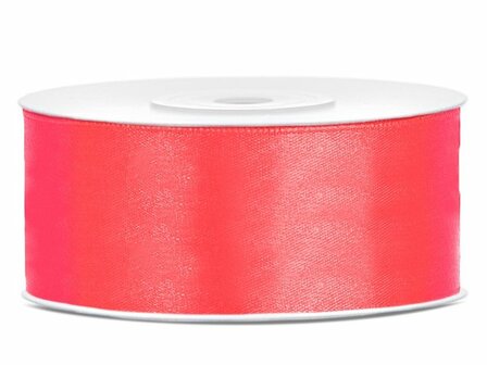 Satijn lint 25 mm neon fuchsia