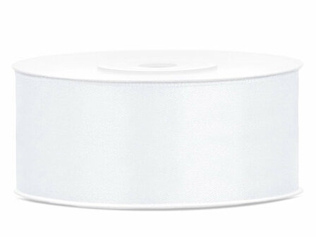Dubbelzijdig satijn lint 25 mm Wit