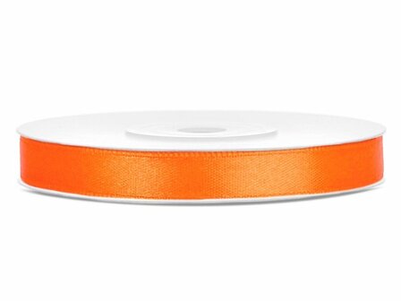 Satijn lint 6 mm fel oranje