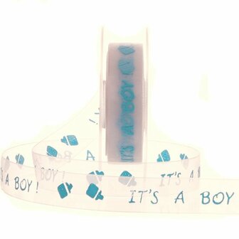 Organza lint  wit it&#039;s a boy 23 mm breed