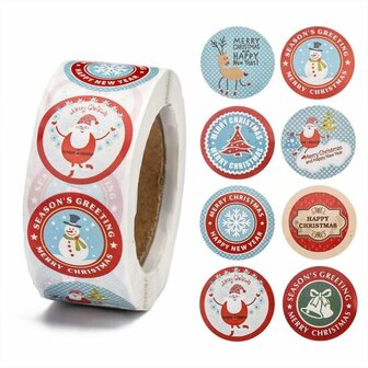 Ronde stickers kerst mix 10 stuks