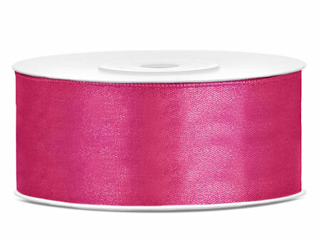 Dubbelzijdig satijn lint 25 mm Fuchsia