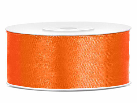 Dubbelzijdig satijn lint 25 mm oranje