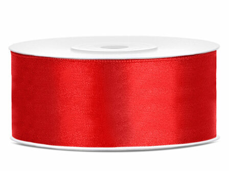 Dubbelzijdig satijn lint 25 mm Rood