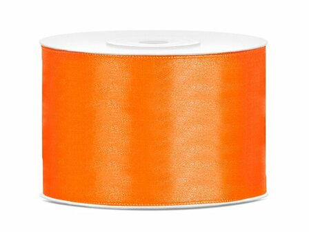 Satijn lint 50 mm breed fel oranje