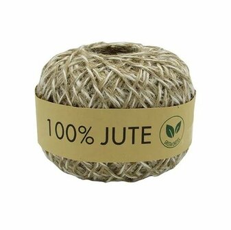 Jute touw 2 kleurig ivoor-naturel 1.5 mm dikte 100 meter bol