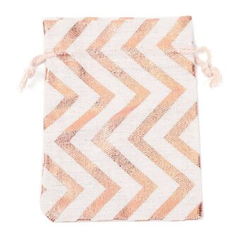 Katoenen zakjes zig zag metallic rosegoud