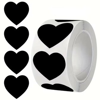 Hartjes stickers zwart 10 stuks