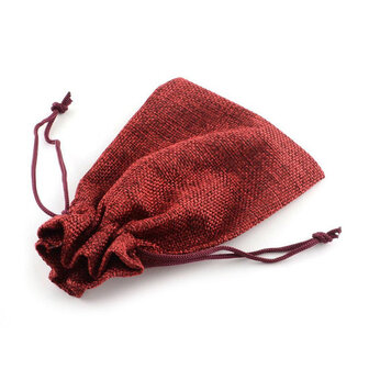 Jute look zakje bordeaux rood 7 x 9 cm