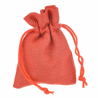 Jute look zakje rood 9.5 x 13.5 cm