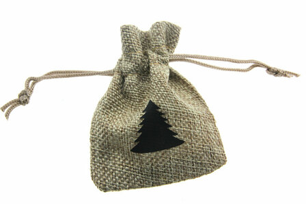 Jute look zakjes naturel kerstboom zwart