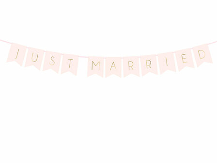 Slinger just married licht roze metalic goud bedrukt