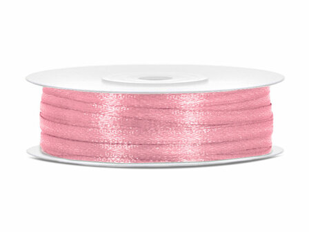 Satijn lint 3 mm roze 91 meter rol