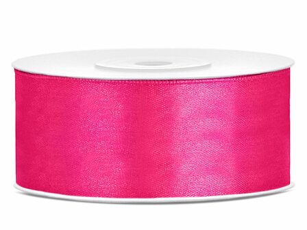 Fuchsia satijn lint 25 mm breed