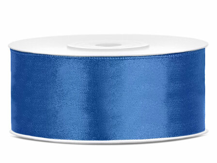 Blauw satijn lint 25 mm breed