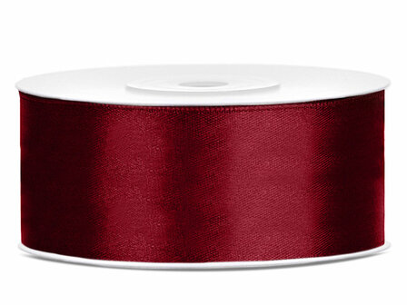 Bordeaux rood satijn lint 25 mm breed