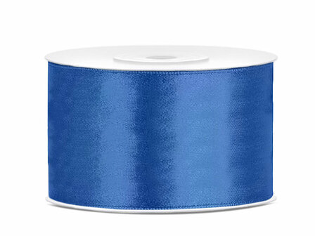 Blauw satijn lint 38 mm breed