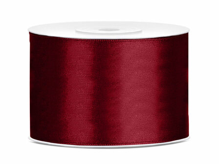 Satijn lint 50 mm breed bordeaux rood 