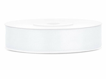 Wit satijn lint 1.2 cm breed