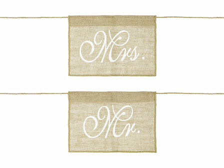 Jute stoel banner mr &amp; mrs