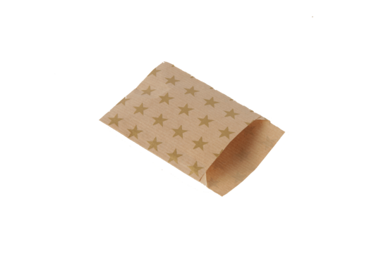 Kraft zakjes 7 x 9 cm met gouden ster print 10 stuks