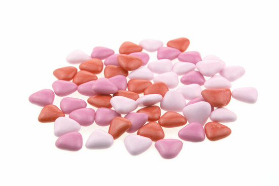 Bruidssuiker hartvormig mini mix roze - fuchsia - rood