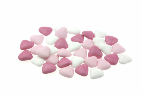 Bruidssuiker hartvormig mini mix roze
