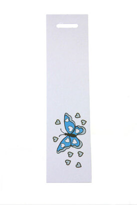 6 langwerpige labels voor doopsuikerdoosje vlinder aqua