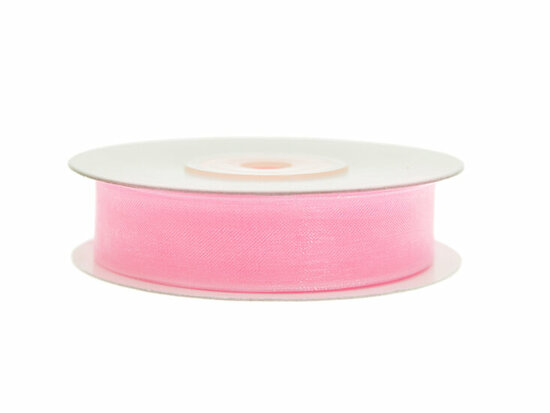 Organza lint 1 cm breed roze