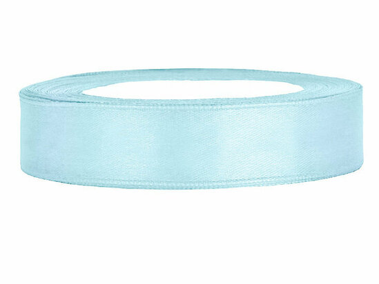 Satijn lint 1 cm breed licht blauw 100 meter rol