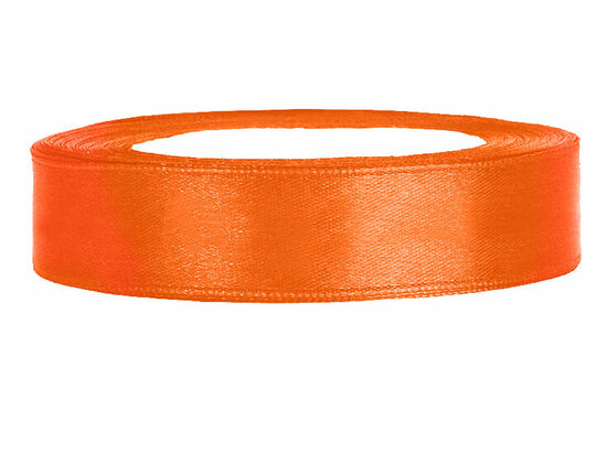 Satijn lint 1 cm breed oranje 100 meter rol