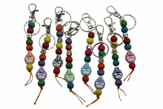 Sleutelhanger gelukspoppetjes lachende boeddha mix luxe