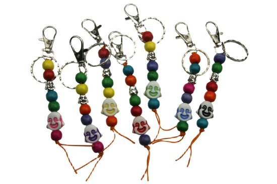 Sleutelhanger gelukspoppetjes boeddha gezicht mix luxe